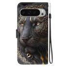 For Google Pixel 9 / Pixel 9 Pro Crystal Texture Colored Drawing Leather Phone Case(Black Gold Lion) - 3