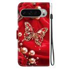 For Google Pixel 9 / Pixel 9 Pro Crystal Texture Colored Drawing Leather Phone Case(Pearl Butterfly Rose) - 3