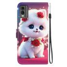 For Nokia C32 Crystal Texture Colored Drawing Leather Phone Case(Rose Cat) - 3