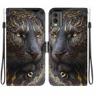 For Nokia C32 Crystal Texture Colored Drawing Leather Phone Case(Black Gold Lion) - 1