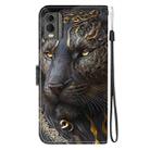 For Nokia C32 Crystal Texture Colored Drawing Leather Phone Case(Black Gold Lion) - 3