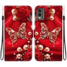 For Nokia C32 Crystal Texture Colored Drawing Leather Phone Case(Pearl Butterfly Rose) - 1