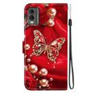 For Nokia C32 Crystal Texture Colored Drawing Leather Phone Case(Pearl Butterfly Rose) - 3