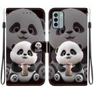 For Nokia G22 Crystal Texture Colored Drawing Leather Phone Case(Milk Tea Bear) - 1