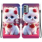 For Nokia G22 Crystal Texture Colored Drawing Leather Phone Case(Rose Cat) - 1