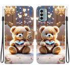 For Nokia G22 Crystal Texture Colored Drawing Leather Phone Case(Diamond Bear) - 1