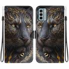 For Nokia G22 Crystal Texture Colored Drawing Leather Phone Case(Black Gold Lion) - 1