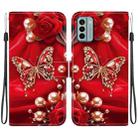For Nokia G22 Crystal Texture Colored Drawing Leather Phone Case(Pearl Butterfly Rose) - 1