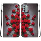 For Nokia G22 Crystal Texture Colored Drawing Leather Phone Case(Red Roses) - 1