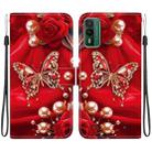 For Nokia XR21 Crystal Texture Colored Drawing Leather Phone Case(Pearl Butterfly Rose) - 1