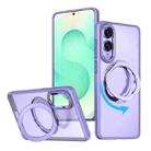 For Samsung Galaxy S25 Edge 5G kalebol MagSafe Metal Ring Holder Phone Case(Light Purple) - 1