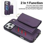For iPhone 16 Plus AwQuer 2 in 1 Crossbody Wallet Leather Back Phone Case(Dark Purple) - 3