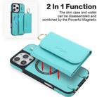 For iPhone 14 Pro Max AwQuer 2 in 1 Crossbody Wallet Leather Back Phone Case(Light Green) - 3