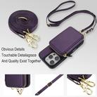 For iPhone 12 / 12 Pro AwQuer 2 in 1 Crossbody Wallet Leather Back Phone Case(Dark Purple) - 3
