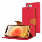 For iPhone 12 / 12 Pro GOOSPERY CANVAS DIARY Cross Texture Horizontal Flip Leather Case with Card Slots & Wallet & Holder(Red) - 1