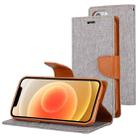 For iPhone 12 / 12 Pro GOOSPERY CANVAS DIARY Cross Texture Horizontal Flip Leather Case with Card Slots & Wallet & Holder(Grey) - 1