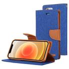 For iPhone 12 / 12 Pro GOOSPERY CANVAS DIARY Cross Texture Horizontal Flip Leather Case with Card Slots & Wallet & Holder(Blue) - 1