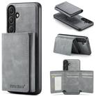 For Samsung Galaxy S24 FE 5G Fierre Shann 2 in 1 Holder RFID Card Slot Wallet MagSafe Phone Case(Grey) - 1