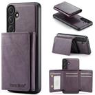 For Samsung Galaxy S24 FE 5G Fierre Shann 2 in 1 Holder RFID Card Slot Wallet MagSafe Phone Case(Purple) - 1