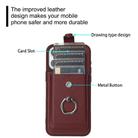 For iPhone 17 Pro Max Litchi Texture Drawing Card Bag Ring Holder Phone Case(Wine Red) - 3