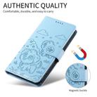 For iPhone 16 Plus Embossed Heart Dog RFID Blocking Wallet Leather Phone Case(Sky Blue) - 3
