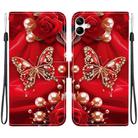For Samsung Galaxy A04e / F04 / M04 Crystal Texture Colored Drawing Leather Phone Case(Pearl Butterfly Rose) - 1