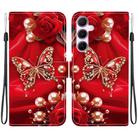 For Samsung Galaxy A55 5G Crystal Texture Colored Drawing Leather Phone Case(Pearl Butterfly Rose) - 1