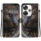 For Redmi Turbo 3 / Xiaomi Poco F6 Crystal Texture Colored Drawing Leather Phone Case(Black Gold Lion) - 1