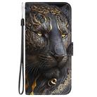 For OPPO Reno12 Global Crystal Texture Colored Drawing Leather Phone Case(Black Gold Lion) - 2