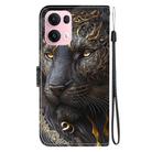 For OPPO Reno13 Pro Global Crystal Texture Colored Drawing Leather Phone Case(Black Gold Lion) - 3