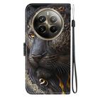 For Realme 12 Pro / 12 Pro+ / P1 Pro Crystal Texture Colored Drawing Leather Phone Case(Black Gold Lion) - 3