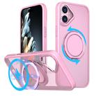 For iPhone 16 Plus Kalebol 360-degree Rotating MagSafe Magnetic Holder Phone Case(Pink) - 1