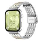 For Huawei Watch Fit4 Pro / Fit4 / Fit3 xDfind Seven Beads Buckle Stainless Steel Watch Band(Silver Gold) - 1