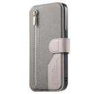 For iPhone 12 Pro Max Twill Fabric MagSafe RFID Anti-theft Zipper Wallet Leather Phone Case(Grey) - 2