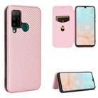 For DOOGEE N20 Pro Carbon Fiber Texture Horizontal Flip TPU + PC + PU Leather Case with Card Slot(Pink) - 1