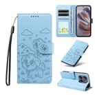 For Motorola Edge 50 Neo 5G Embossed Heart Dog RFID Blocking Wallet Leather Phone Case(Sky Blue) - 1