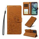 For Motorola Moto G35 5G Embossed Heart Dog RFID Blocking Wallet Leather Phone Case(Brown) - 1