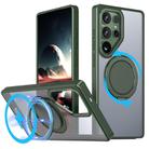 For Samsung Galaxy S25 Ultra 5G Kalebol 360-degree Rotating MagSafe Magnetic Holder Phone Case(Green) - 1