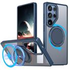 For Samsung Galaxy S25 Ultra 5G Kalebol 360-degree Rotating MagSafe Magnetic Holder Phone Case(Blue) - 1