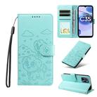 For Realme C35 4G / Narzo 50A Prime Embossed Heart Dog RFID Blocking Wallet Leather Phone Case(Green) - 1