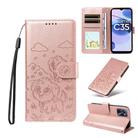 For Realme C35 4G / Narzo 50A Prime Embossed Heart Dog RFID Blocking Wallet Leather Phone Case(Rose Gold) - 1