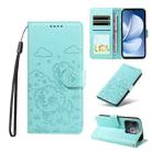For Realme Narzo 80 Lite 4G / Note 70T Embossed Heart Dog RFID Blocking Wallet Leather Phone Case(Green) - 1