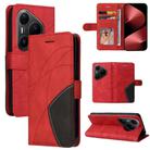 For Huawei Pura 80 Pro 5G Dual-color Splicing Flip Leather Phone Case(Red) - 1