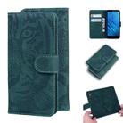 For Motorola Moto E6 Tiger Embossing Pattern Horizontal Flip Leather Case with Holder & Card Slots & Wallet(Green) - 1