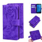 For Motorola Moto E6 Tiger Embossing Pattern Horizontal Flip Leather Case with Holder & Card Slots & Wallet(Purple) - 1