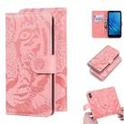 For Motorola Moto E6 Tiger Embossing Pattern Horizontal Flip Leather Case with Holder & Card Slots & Wallet(Pink) - 1