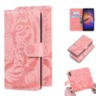 For Motorola Moto E6 Play Tiger Embossing Pattern Horizontal Flip Leather Case with Holder & Card Slots & Wallet(Pink) - 1