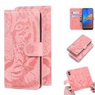 For Motorola Moto E6 Plus Tiger Embossing Pattern Horizontal Flip Leather Case with Holder & Card Slots & Wallet(Pink) - 1