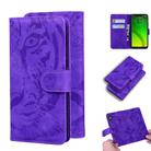 For Motorola Moto G7 Power (EU Version) Tiger Embossing Pattern Horizontal Flip Leather Case with Holder & Card Slots & Wallet(Purple) - 1