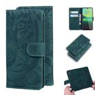 For Motorola Moto G8 Play / One Macro Tiger Embossing Pattern Horizontal Flip Leather Case with Holder & Card Slots & Wallet(Green) - 1